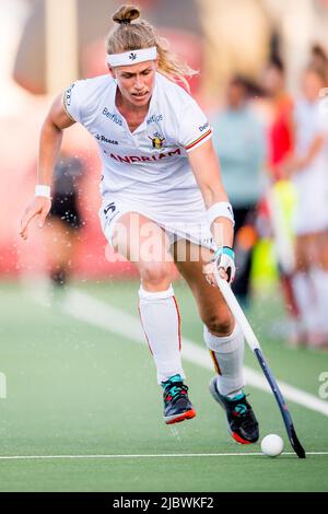 Wilrijk, Anvers. 08 juin 2022, Abi Raye de Belgique photographié en action lors d'un match de hockey entre les Red Panthers de Belgique et la Chine dans la scène de groupe (jeu 10 sur 16) de la compétition féminine FIH Pro League, mercredi 08 juin 2022 à Wilrijk, Anvers. BELGA PHOTO LAURIE DIEFFEMBACQ Banque D'Images