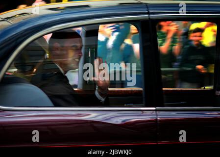 Prince William en voiture aux célébrations du Jubilé de platine Banque D'Images
