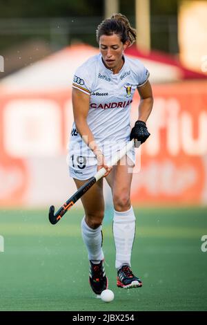 Wilrijk, Anvers. 08 juin 2022, Barbara Nelen de Belgique photographiée en action lors d'un match de hockey entre les Red Panthers belges et la Chine dans la scène de groupe (jeu 10 sur 16) du concours de la Women's FIH Pro League, mercredi 08 juin 2022 à Wilrijk, Anvers. BELGA PHOTO LAURIE DIEFFEMBACQ Banque D'Images