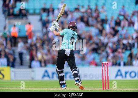 LONDRES, ROYAUME-UNI. 08th juin 2022. Pendant le Blast Vitality - Surry vs Sussex Sharks au terrain de cricket ovale de Kia mercredi, 08 juin 2022 à LONDRES, ANGLETERRE. Credit: Taka G Wu/Alay Live News Banque D'Images