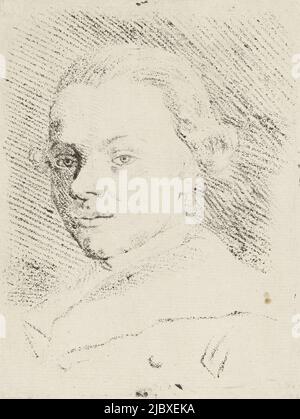 Buste à gauche du peintre Janes Heenck, autoportrait de Janes Heenck, imprimerie: Janes Heenck, pays-Bas du Nord, c. 1767 - 1780, papier, h 177 mm × l 135 mm Banque D'Images