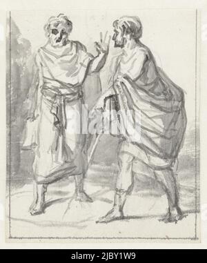 Laenas dessine un cercle dans le sable autour d'Antiochus IV Epiphanes, Jurriaan Andriessen, 1752 - 1819, rapporteur pour avis: Jurriaan Andriessen, 1752 - 1819, papier, stylo, pinceau, h 153 mm × l 129 mm Banque D'Images