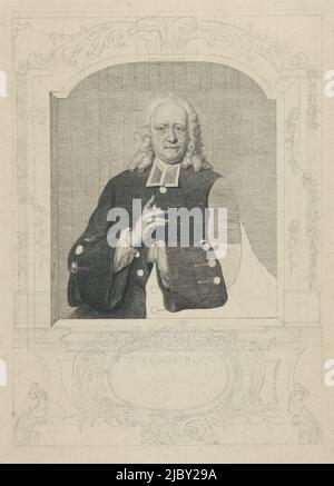 Portrait de Jacobus Boon, Pieter Tanjé, après Jan Maurits Quinkhard, 1716 - 1761, Portrait de Jacobus Boon (1691-1776), ministre luthérien à Amsterdam. Inachevé., dessinateur: Pieter Tanjé, après: Jan Maurits Quinkhard, 1716 - 1761, papier, stylo, h 378 mm × l 217 mm Banque D'Images