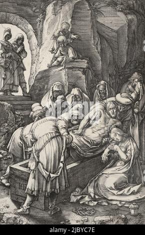 La gravure de l'Entombment par un artidt inconnu vers 1598 – 1617 Banque D'Images