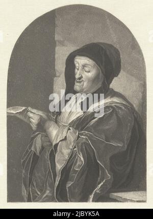 Chantant la vieille femme Johannes Cornelis Mertens, d'après Frans van Mieris (I), 1797, dessinateur: Johannes Cornelis Mertens, d'après: Frans van Mieris (I), 1797, papier, h 159 mm × l 113 mm Banque D'Images