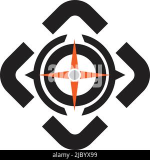 Modèle vectoriel de conception d'icône de logo de boussole Illustration de Vecteur