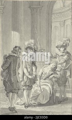 Illustration pour la pièce Ines de Castro par Rhijnvis Feith, Reinier Vinkeles (I), 1793, dessinateur: Reinier Vinkeles (I), 1793, papier, stylo, pinceau, h 129 mm × l 81 mm Banque D'Images