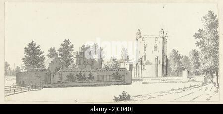 Batestijn, près de Vianen, Jan de Beijer, 1751, rapporteur pour avis: Jan de Beijer, 29-août-1751, papier, stylo, pinceau, h 124 mm × l 270 mm Banque D'Images