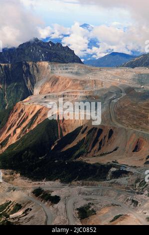 Mine de cuivre et d'or, la mine de Grasberg, Irian Jaya, Indonésie Banque D'Images