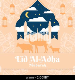 eid al adha mubarak illustration en forme plate Illustration de Vecteur