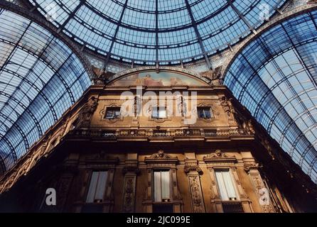 Plafond en verre de la galerie Vittorio Emanuele II, Milan, Lombardie, Italie Banque D'Images