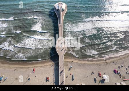 Documentation photographique aérienne de la jetée Lido di Camaiore Toscany Italie Banque D'Images
