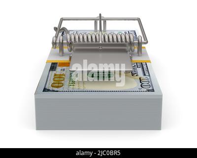 mousetrap sur fond blanc. Illustration isolée 3D Banque D'Images