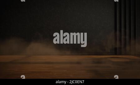 Chambre marron vide grundy avec fumée et particules 3D rendu Banque D'Images