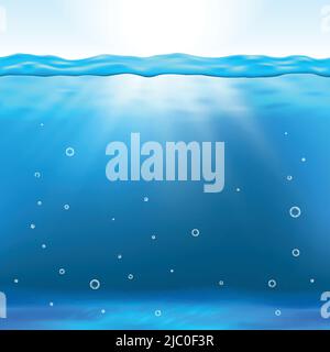 Illustration du vecteur de vue sous-marine. Sous l'eau arrière-plan propre et profond sous l'eau avec sunbeam Illustration de Vecteur