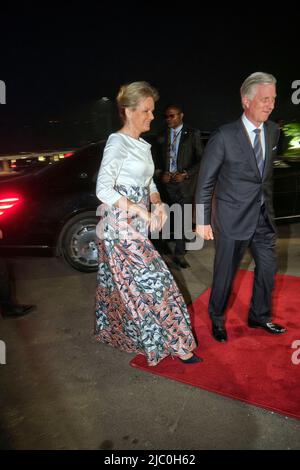 RDC Congo deuxième jour Lady Denise Nyakeru, RDC Congo Président Felix Tshisekedi, Reine Mathilde de Belgique et Roi Philippe - Filip de Belgique photographié pendant le gala dinerlors d'une visite officielle du couple royal belge en République démocratique du Congo, mardi 07 juin 2022, à Kinshasa. Le roi et la reine de Belgique visiteront Kinshasa, Lubumbashi et Bukavu de 7 juin à 13 juin. Photo par Olivier Polet/ABACAPRESS.COM Banque D'Images