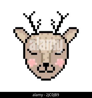 Tête de cerf dans le style pixel art Illustration de Vecteur