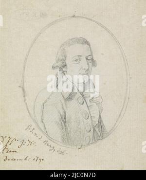 Portrait de J.H. Kiers, ovale, dessinateur: Gijsbertus Johannus van den Berg, déc-1791, papier, h 100 mm × l 82 mm Banque D'Images