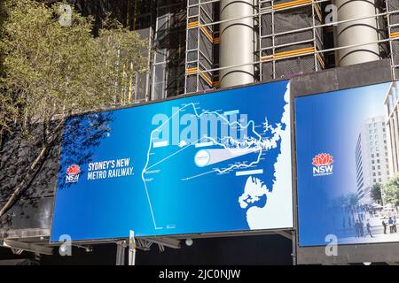 Projet de transports en commun du métro de Sydney dans le centre-ville de Sydney et nouvelle station à Martin place, Sydney, Nouvelle-Galles du Sud, Australie Banque D'Images