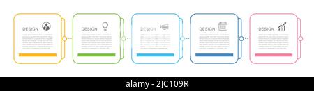 5 modèle d'index de ligne mince à onglet carré d'infographies de données. Arrière-plan abstrait de l'illustration vectorielle. Illustration de Vecteur