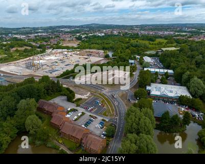 Stoke ski Center | Premier Dry Slope Stoke sur Trent Aerial Drone, Royaume-Uni Banque D'Images