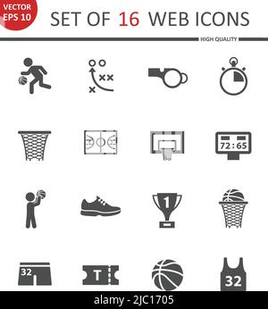 Basket-ball icon set Illustration de Vecteur