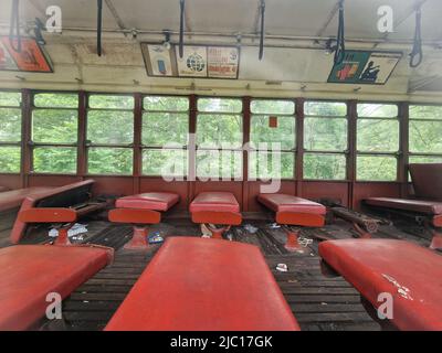 vieux tramway de new york wagon rouge de 1939 Banque D'Images