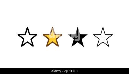 Icône en forme d'étoile définie dans différents styles. Illustration de vecteur de notation ou de favori isolée sur fond blanc. Illustration de Vecteur
