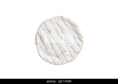 Fromage Brie blanc doux. Camembert isolé sur fond blanc, vue de dessus. Produits laitiers ronds Banque D'Images