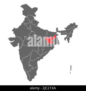 India map graphic, travel geography icon, indian region JHARKHAND, vector illustration . Illustration de Vecteur