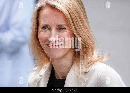 Kaja Kallas, Premier ministre de l'Estonie, gros plan, souriant Banque D'Images