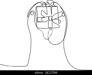 Les mains en tiennent une. Mise en plan continue d'une ligne Illustration de Vecteur