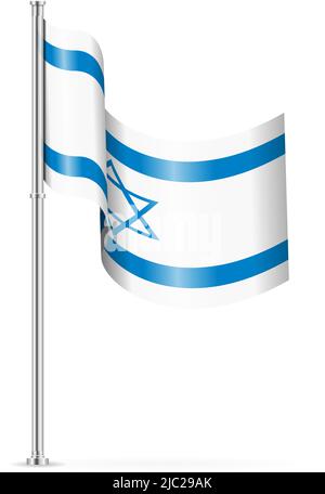 Drapeau ondulé d'Israël sur fond blanc. Illustration vectorielle. Illustration de Vecteur