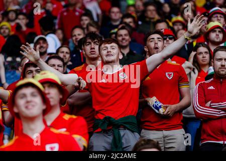 CARDIFF, PAYS DE GALLES - 08 JUIN 2022 : fans lors de la ligue A 2022 Nations League fixing entre pays de Galles et pays-Bas au Cardiff City Stadium le 8th juin 2022. (Photo de John Smith/FAW) Banque D'Images