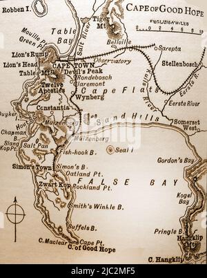 Une carte de la fin du siècle 19th du Cap de bonne espérance et des environs Banque D'Images