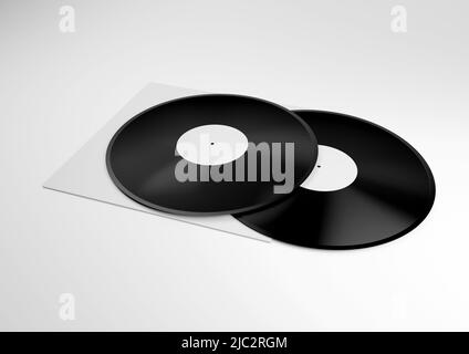 Maquette d'un vinyle et d'une boîte de couverture 3D rendu de l'illustration Banque D'Images