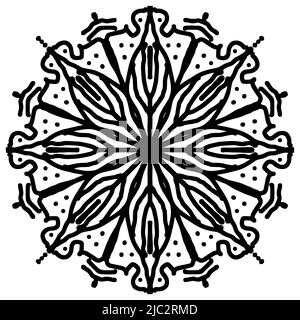 Décoration Mandala. Motif circulaire dessiné à la main de couleur noire, sur fond blanc. Motifs Islam, arabe, Indien, pouf. Illustration vectorielle Illustration de Vecteur