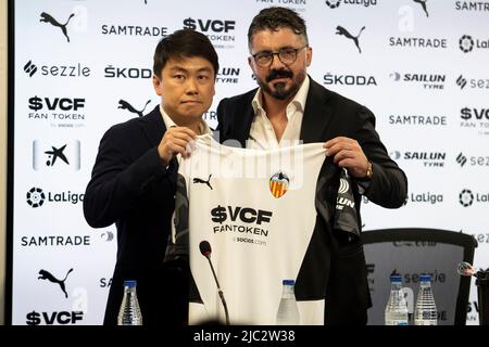 Valence, Espagne, 9 juin 2022. Gennaro Gattuso a été présenté à la conférence de presse comme nouvel entraîneur de Valencia CF. Photo de Jose Miguel Fernandez /Alamy Live News ) Banque D'Images