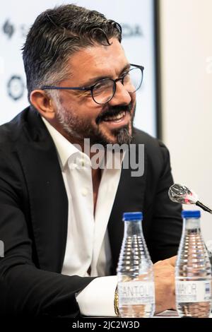 Valence, Espagne, 9 juin 2022. Gennaro Gattuso a été présenté à la conférence de presse comme nouvel entraîneur de Valencia CF. Photo de Jose Miguel Fernandez /Alamy Live News ) Banque D'Images