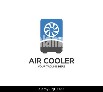 Climatiseur mobile. Logo. Ventilateur du refroidisseur d'air par évaporation avec vecteur ioniseur et illustration. Illustration de Vecteur