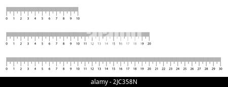 Ensemble de règles. Outil de mesure. Règle 10, 20, 30 cm. Illustration vectorielle isolée sur fond blanc Illustration de Vecteur