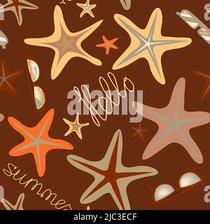 motif multicolore d'étoiles de mer et de verres sans fond Illustration de Vecteur