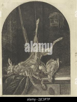 STILL Life with Dead Hare, imprimeur: Jacobus Cornelis Gaal, d'après: Pieter Gaal, pays-Bas, 1857, papier, gravure, h 270 mm × l 195 mm Banque D'Images