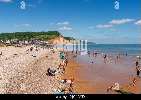 Sidmouth front de mer par une journée ensoleillée, East Devon, Angleterre Banque D'Images