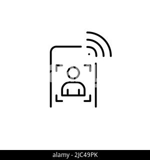 Technologie de reconnaissance des visages comme autorisation de profil. Icône de ligne de contour pixel Perfect, modifiable Illustration de Vecteur