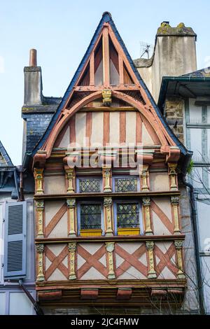 Maison à colombages dans la rue Kereon, vieille ville de Quimper, département du Finistère, région Bretagne, France Banque D'Images