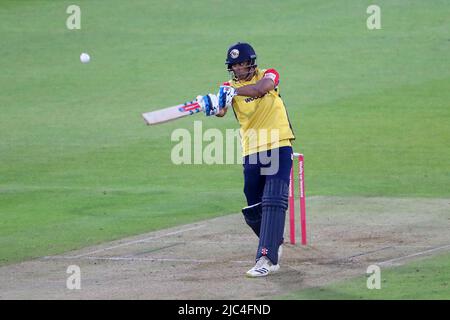 Feroze Khushi atteint 6 courses pour Essex pendant Hampshire Hawks vs Essex Eagles, Vitality Blast T20 Cricket au Ageas Bowl le 9th juin 2022 Banque D'Images