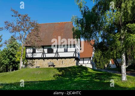 Schloessle, bâtiment à colombages Alemanic, bâtiment, musée d'histoire urbaine, musées Pfullingen, Schloesslepark, Pfullingen, Bade-Wurtemberg Banque D'Images