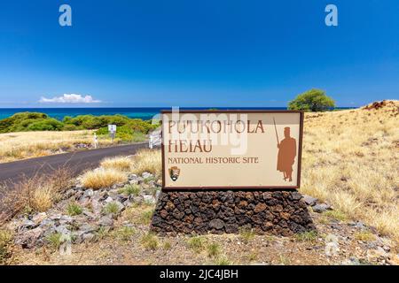 Lieu historique national de pu'ukohola Heiau, site historique des Rois, Waimea, Big Island, Hawaii, États-Unis Banque D'Images