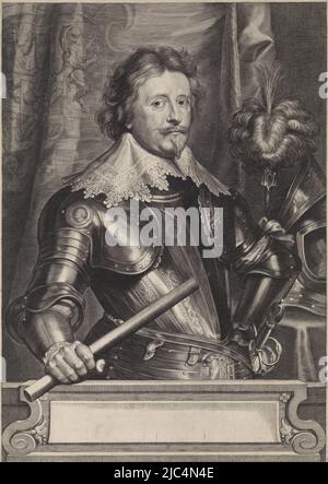 Portrait de Frederick Henry, prince d'Orange-Nassau, imprimeur: Paulus Ponce, après: Anthony van Dyck, Anvers, 1616 - 1657, papier, gravure, h 347 mm × l 487 mm Banque D'Images